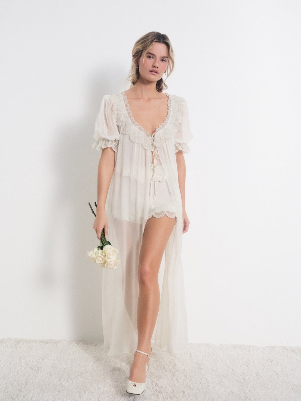For Love & Lemons Amor Robe & Skort Set